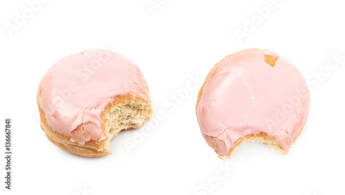 Pink glazed donut isolated