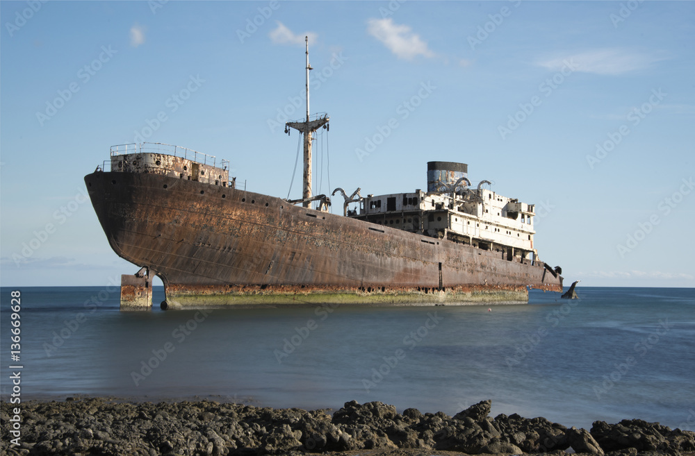 Shipwreck of the Temple Hall off the coast of Arrecife Lanzarote