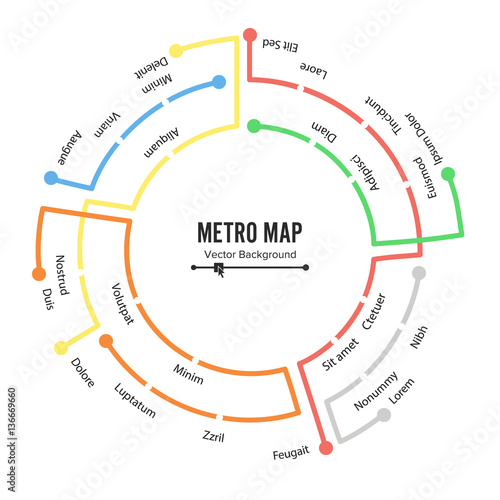 Metro Map Vector. Plan Map Station Metro And Underground Railway Metro Scheme Illustration. Colorful Background With Stations