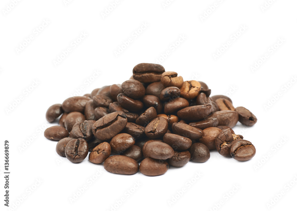 Pile of roasted coffee beans isolated Pile of roasted coffee beans isolated