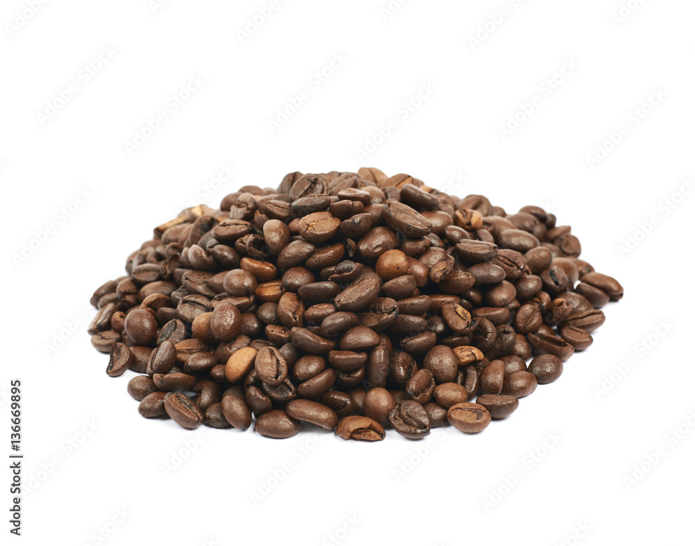 Pile of roasted coffee beans isolated Pile of roasted coffee beans isolated