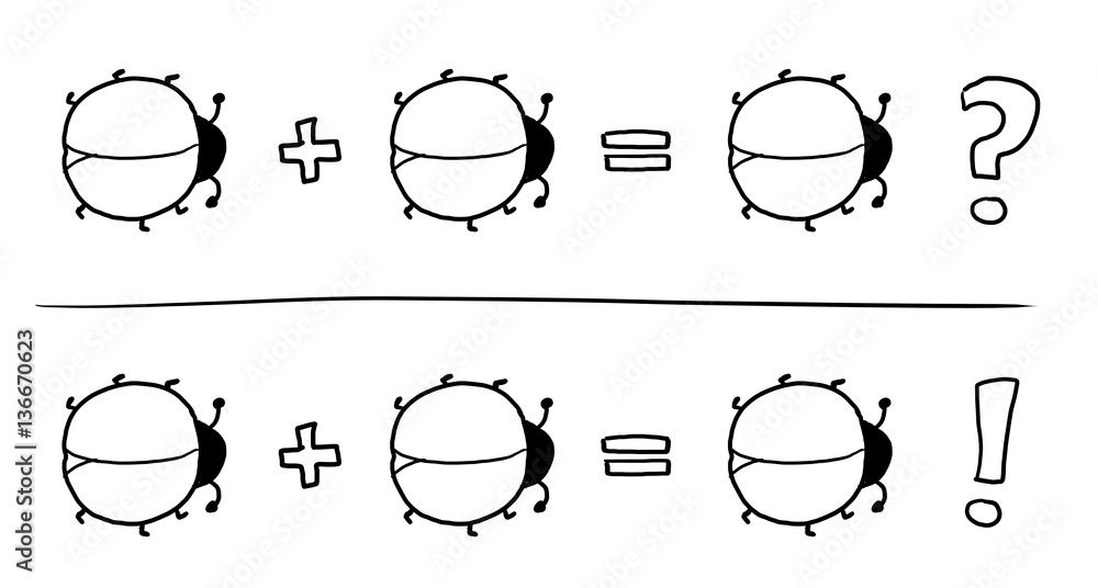 Naklejka premium Marienkäfer - rechnen - blanko