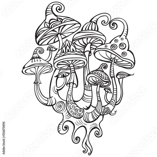 Group of decorative mushrooms