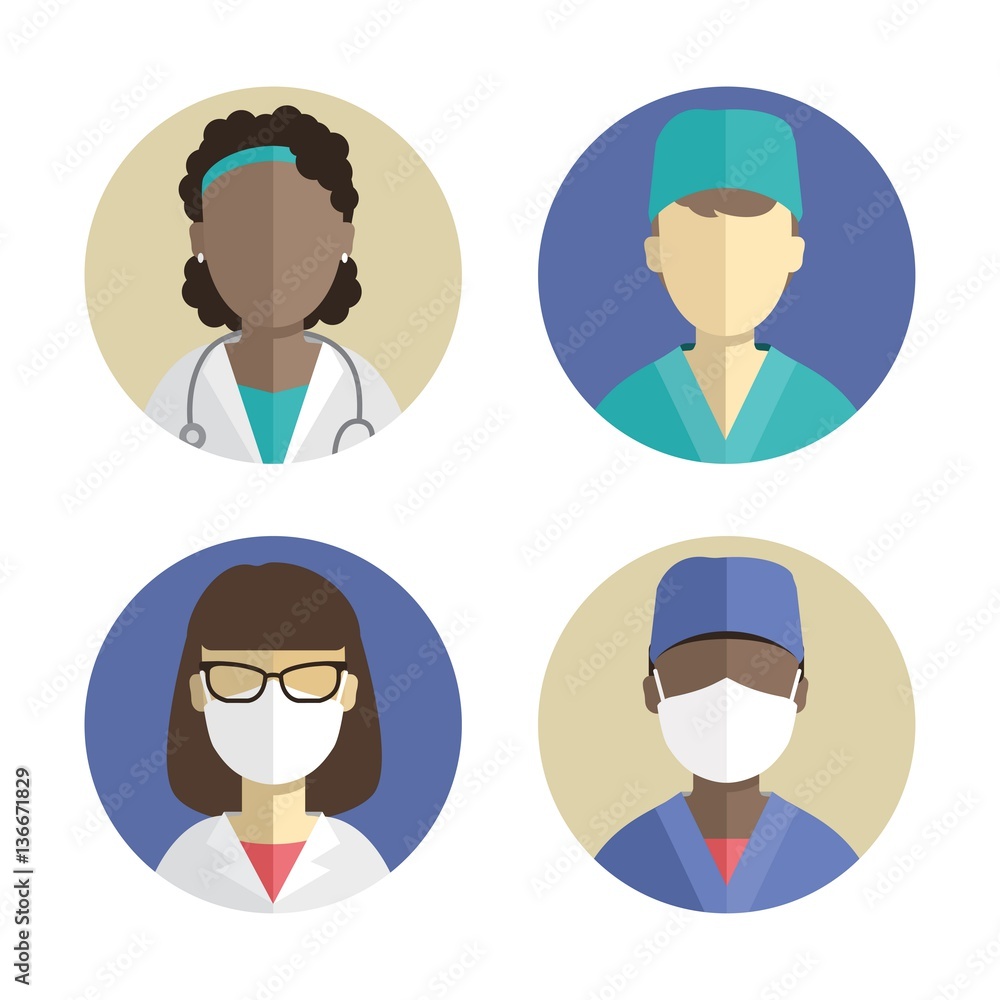illustration of flat design. people icons collection. Female surgeon doctor illustration of flat design. people icons collection. Female surgeon doctor
