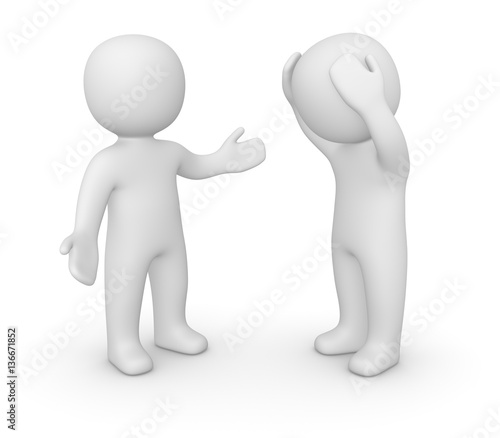 Two 3d men speaking. 3d render.