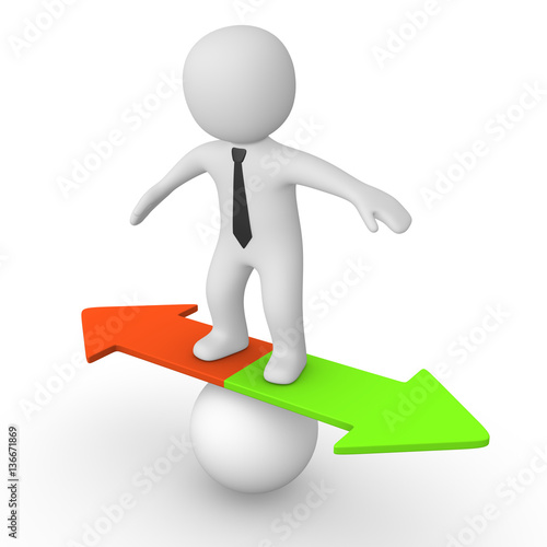 3d man balancing on the arr...