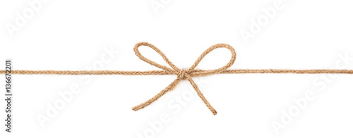 Bow knot on a string isolated photo