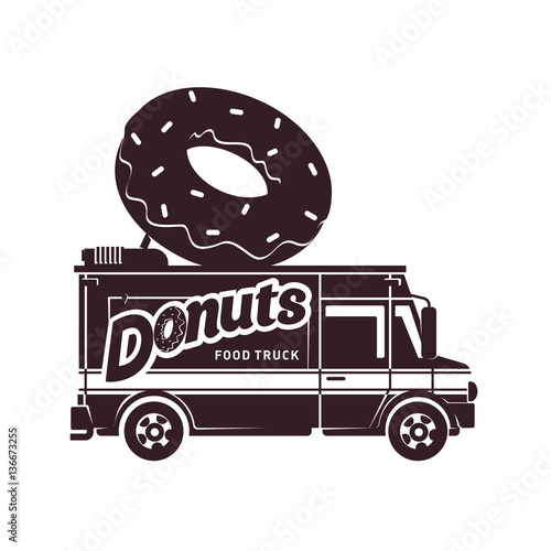 Food truck vector flat illustration