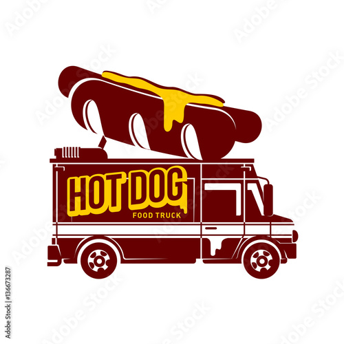 Food truck vector flat illustration