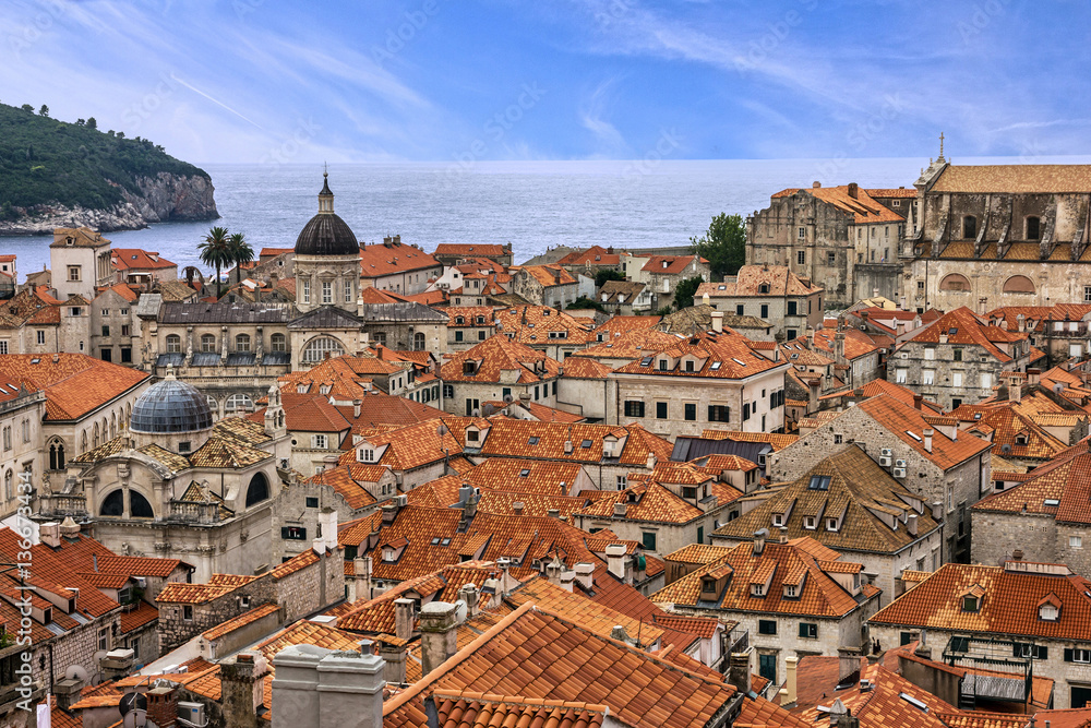 Dubrovnik panoramic view old town architecture, Croatia