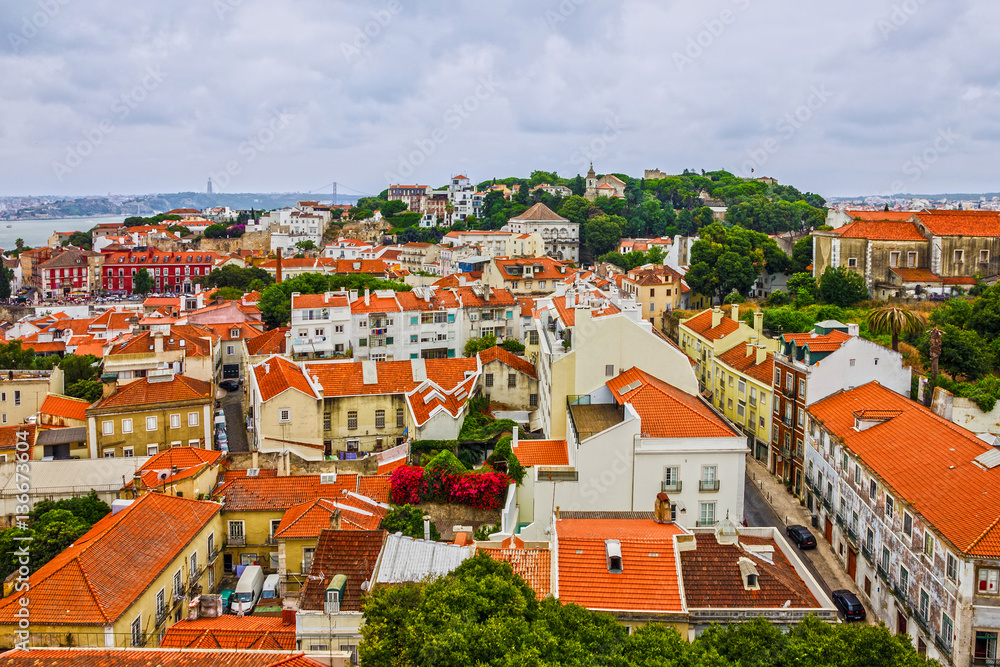 Lisboa panoramic view old town architecture