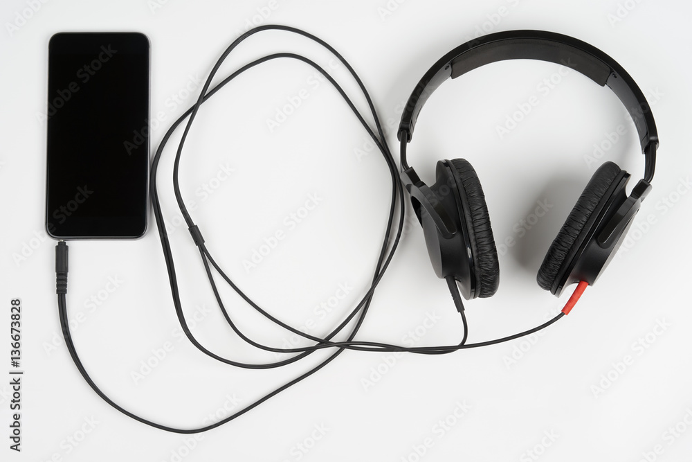 Smart phone with headphones Smart phone with headphones