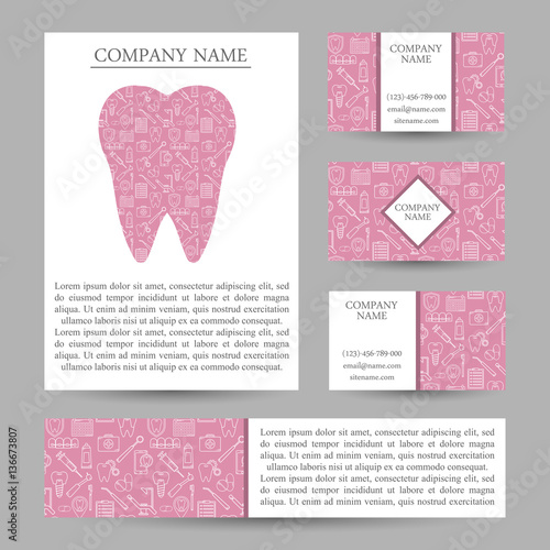 Vector set business card templates dental clinic. Dental busines card.