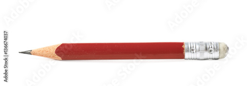 Well worn red pencil isolated