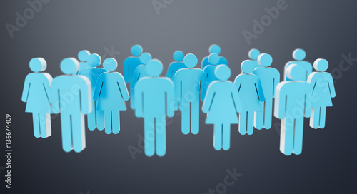 Wallpaper Mural White and blue group of people icon 3D rendering Torontodigital.ca