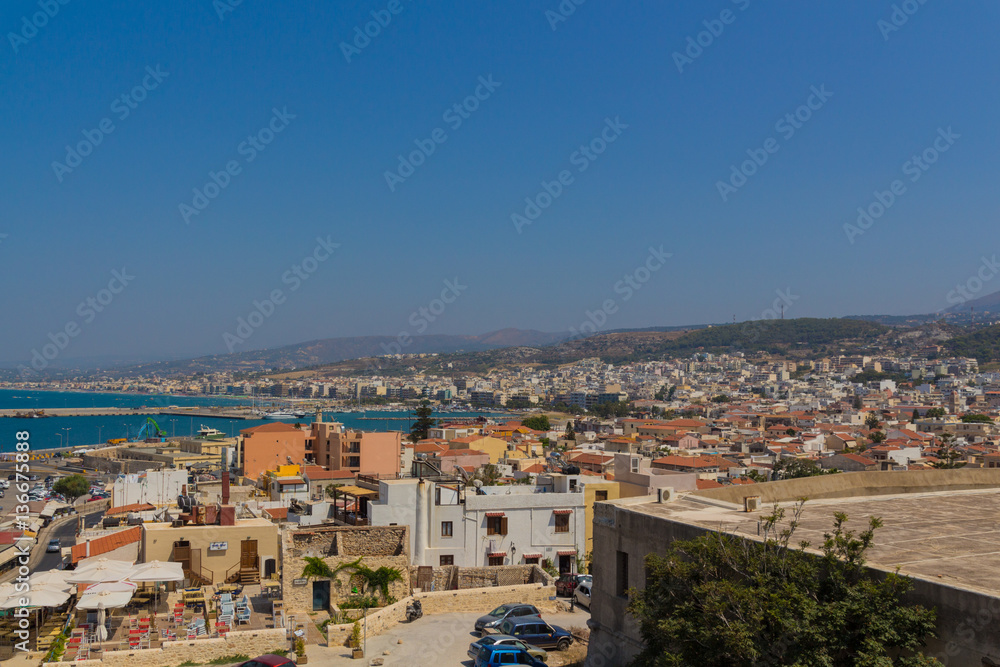 Rethymno, Greece - July  30, 2016: Panoramic view to Rethymno fr