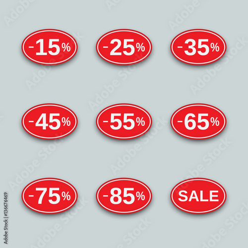 Sale from 15 to 85% off, labels set