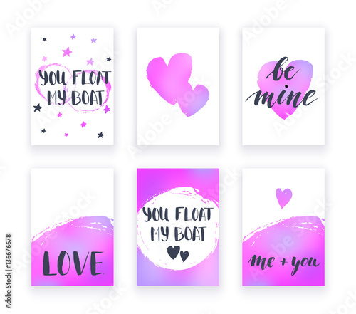 Wallpaper Mural Valentine's day cards with hand lettring and pink gradient details. Torontodigital.ca