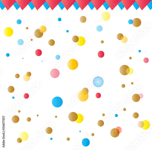 Festive pattern. Confetti Holiday decoration for festival, carnival, masquerade, birthday, poster, banner, invitation design. Colorful glitter confetti on white background.
