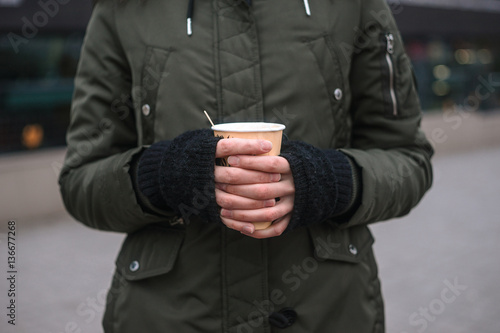 Hot coffee in the hands