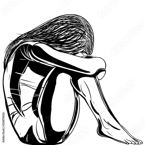 Sad teenager girl lonely expression