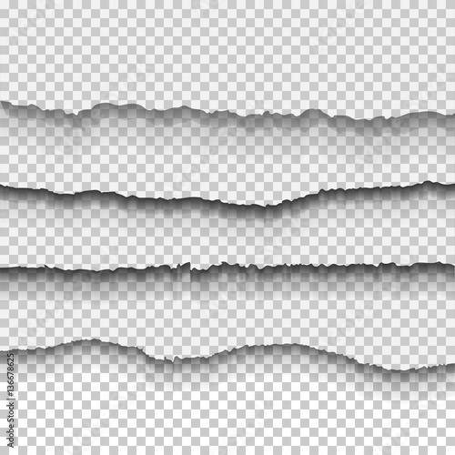 Set of transparent realistic ripped paper shadow effects