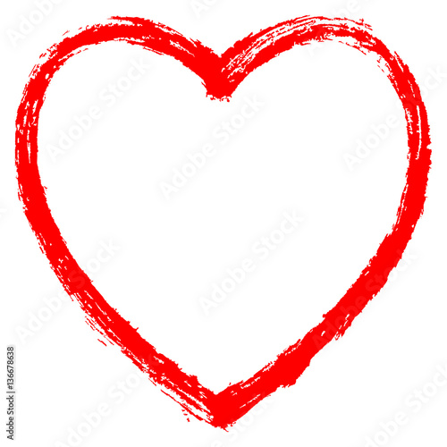 Red Heart Contour Brushstroke