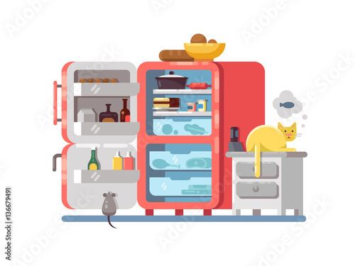 Open refrigerator with food