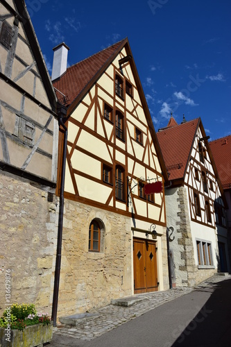 View in the historical town of Rothenburg on the Tauber  Bavaria  region Middle Franconia  Germany