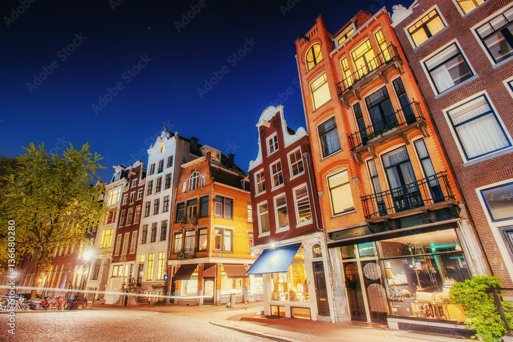 Highlighting buildings and streets Amsterdam, the Netherlands