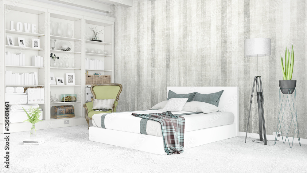 Modern bright interior . 3D rendering Modern bright interior . 3D rendering