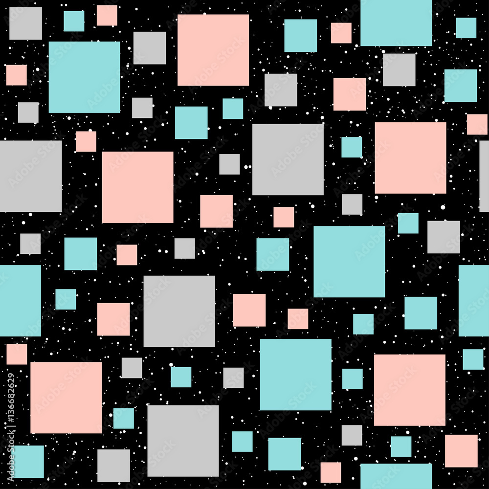Soft pastel square seamless background. Grey, pink and blue square