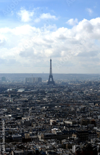 Aerial view of Paris cityscape with Effel tower in centre © zloyglaz