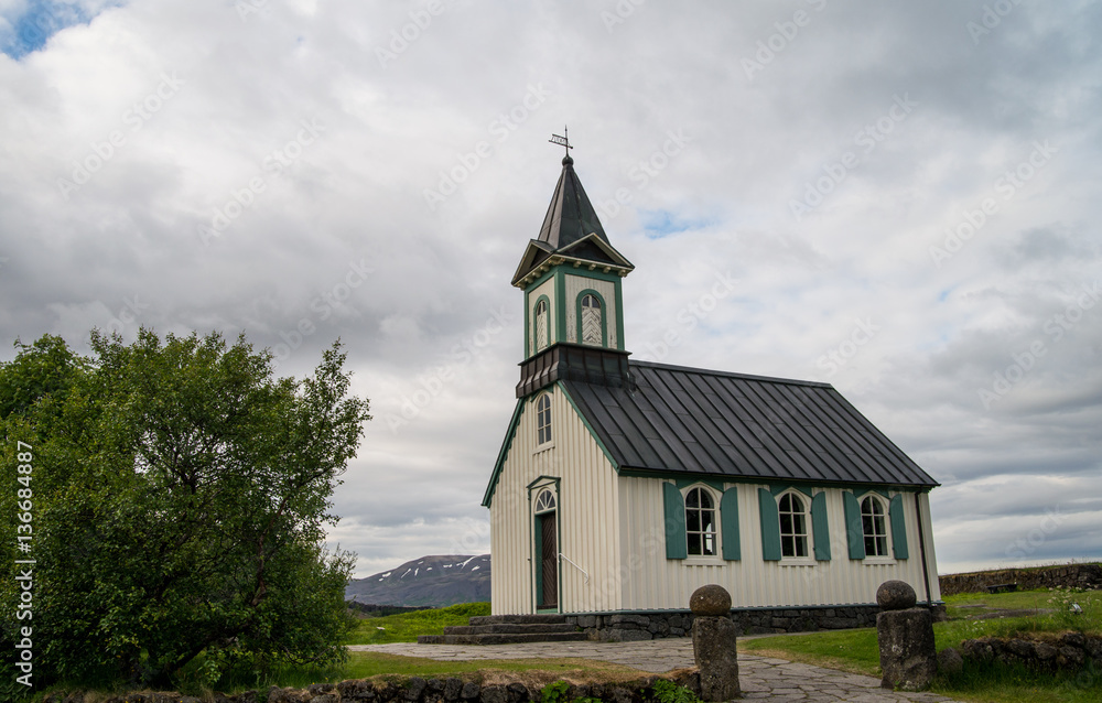 Scenic traditional icelandic church