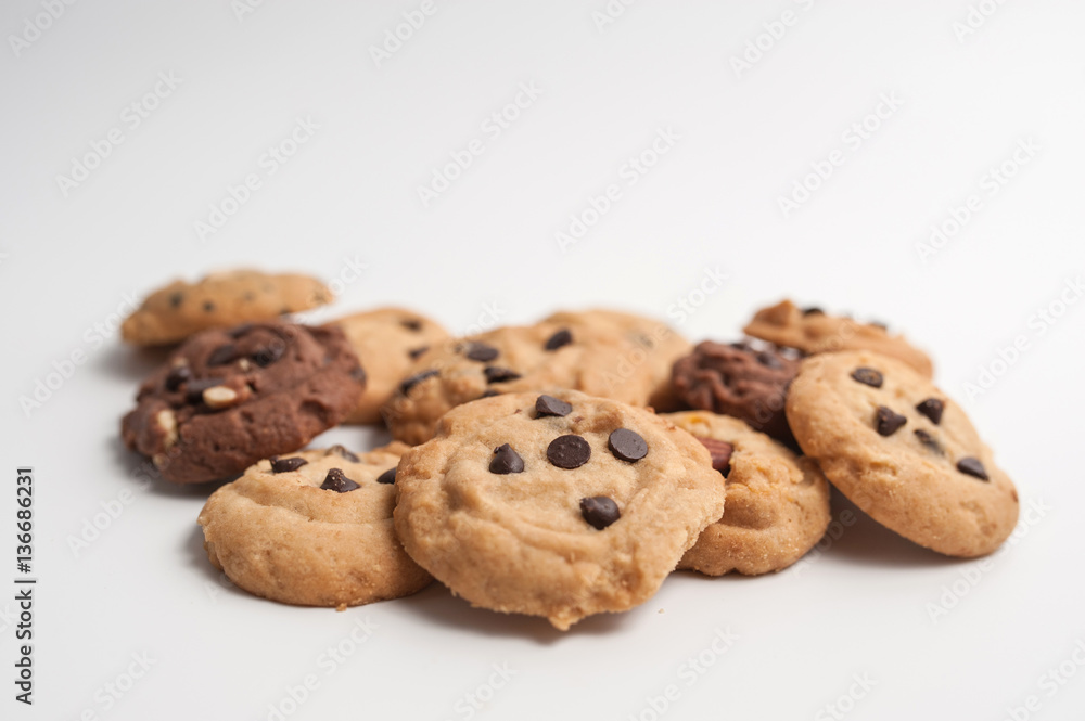 Chocolate Chip Cookies isolated on white background