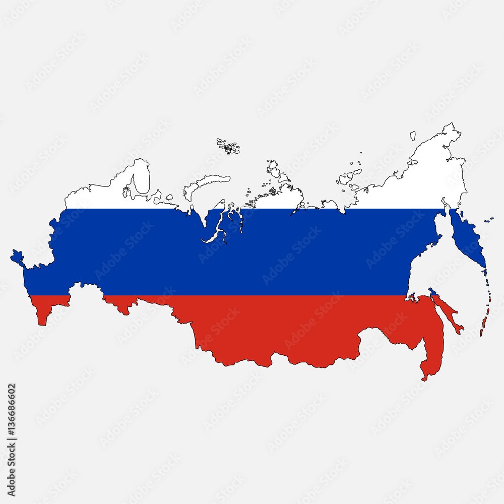 Russia vector map with the flag. Isolated on white background. Vector illustration. Russia vector map with the flag. Isolated on white background. Vector illustration.