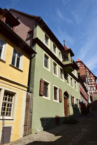 View in the historical town of Rothenburg on the Tauber, Bavaria, region Middle Franconia, Germany