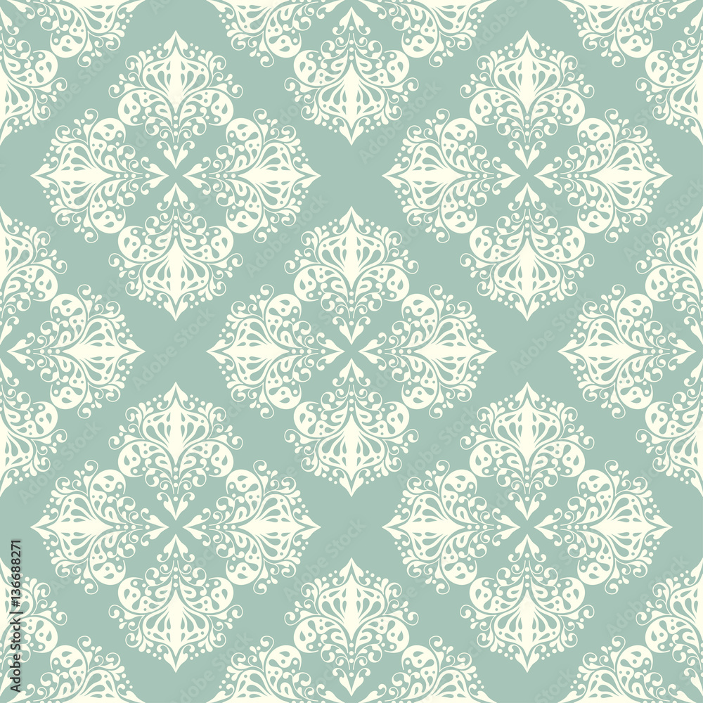 Damask vector floral pattern with arabesque and oriental element Damask vector floral pattern with arabesque and oriental element