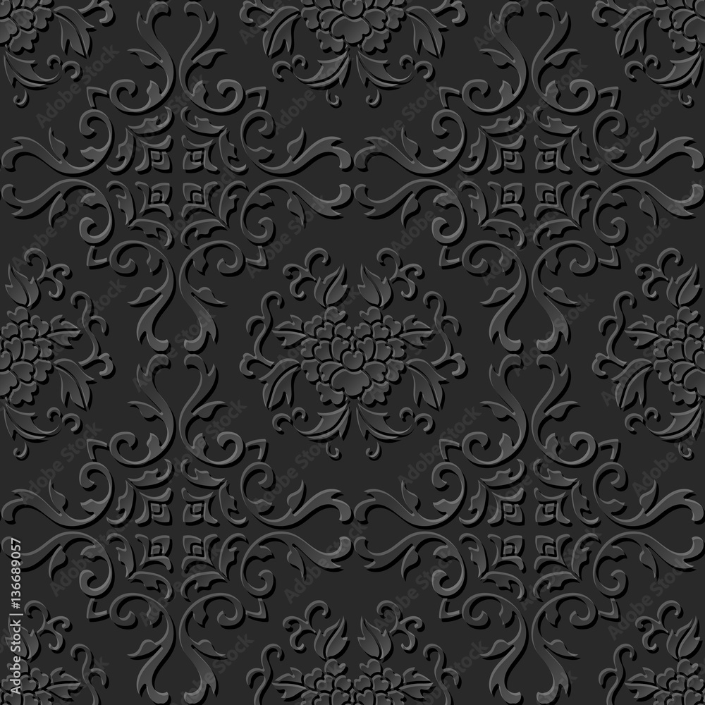 3D paper art pattern curve vine leaf flower 3D paper art pattern curve vine leaf flower