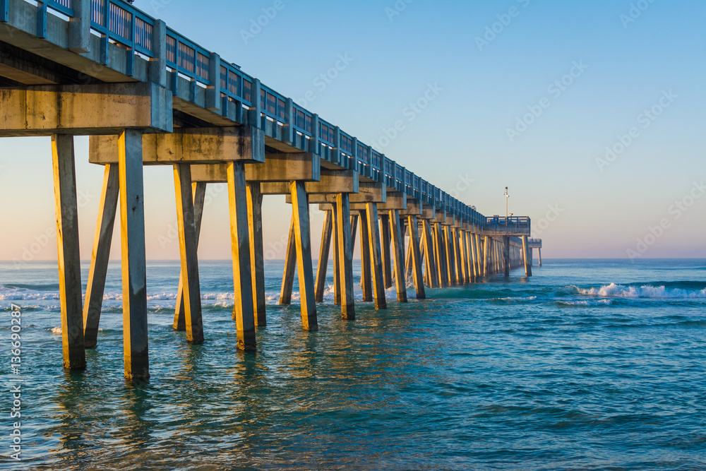 Morning light on the M.B. Miller County Pier and Gulf of Mexico,