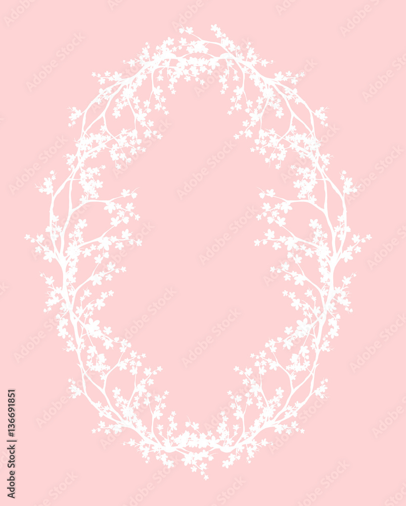 oval frame made of sakura branches with flowers vector design oval frame made of sakura branches with flowers vector design