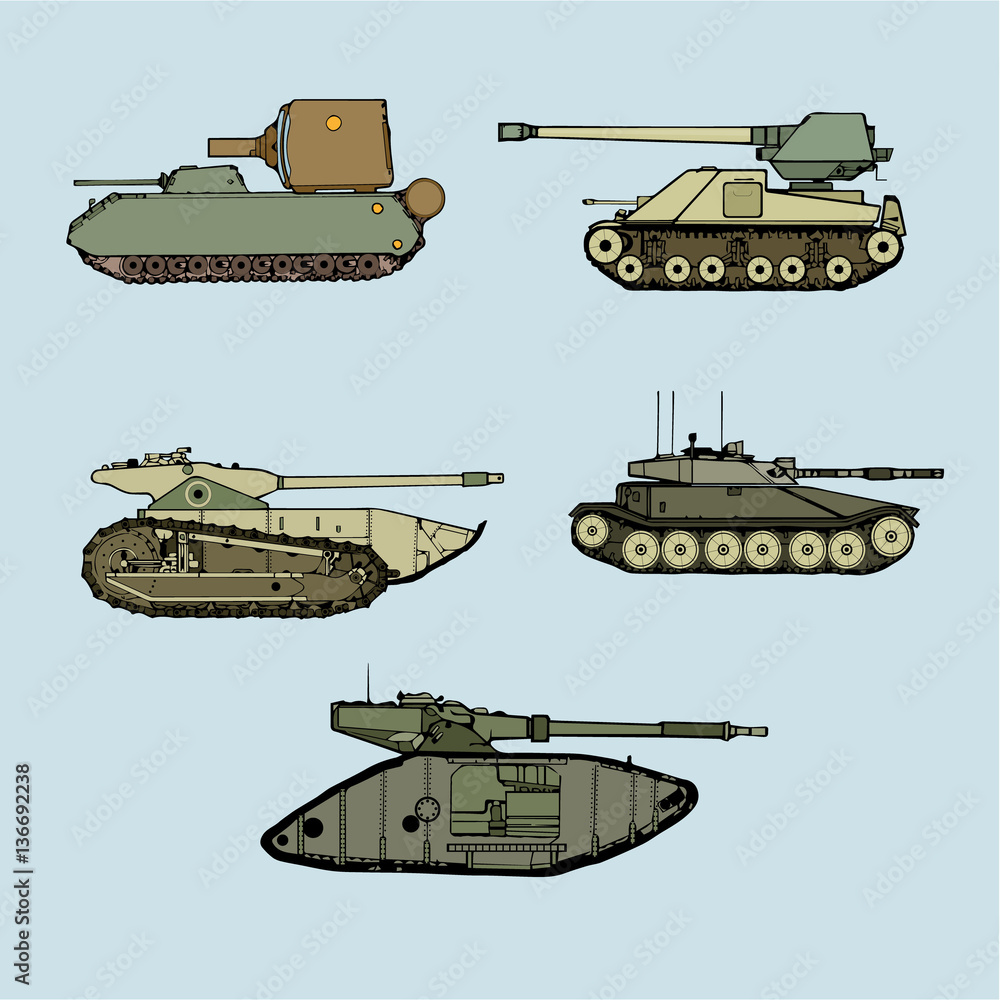 Fototapeta premium Tanks image design set 
