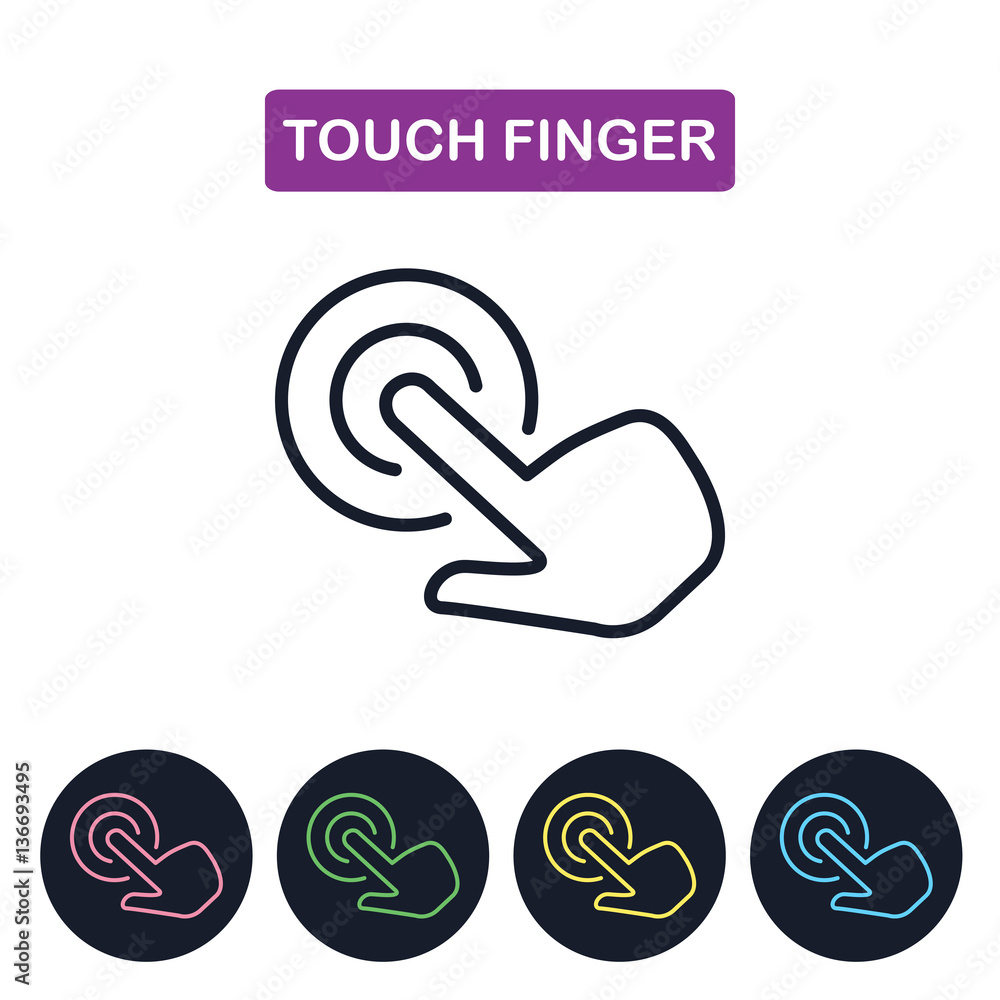 Vector touch finger icon. Simple thin line icon for websites, we Vector touch finger icon. Simple thin line icon for websites, we