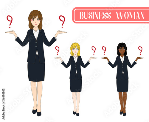 Set Cute Business Woman Mak...