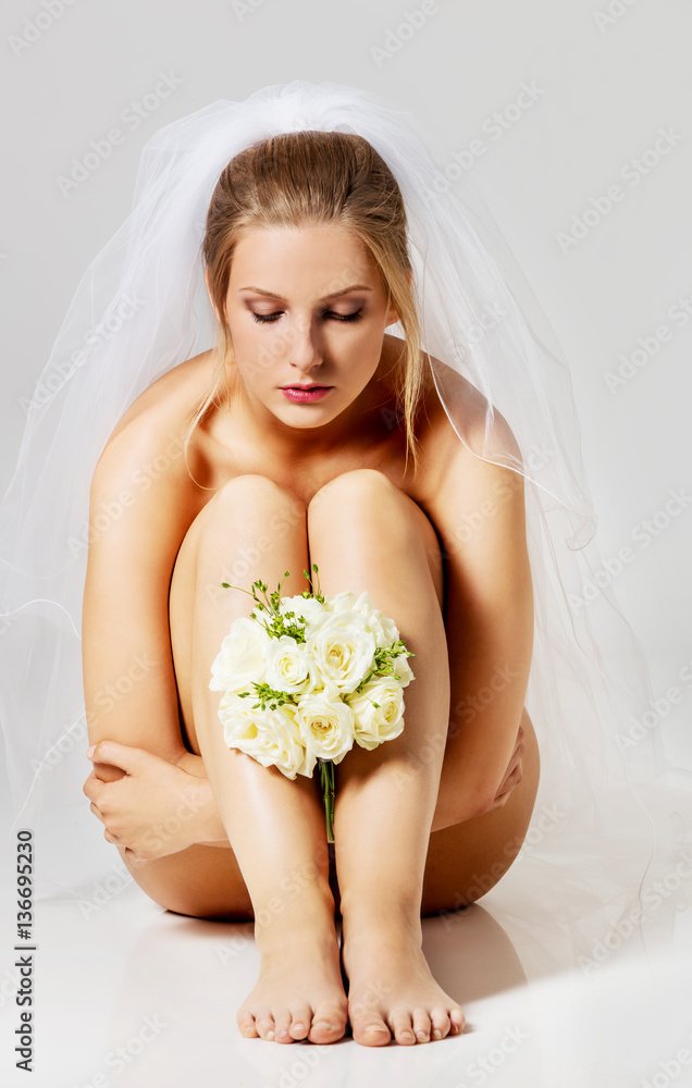 Beautiful nude bride in wedding veil Beautiful nude bride in wedding veil