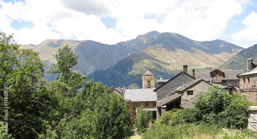 Durro, typical stone village in the Catalan Pyrenees, near the border with France. valley of Bohí in Catalonia, Spain