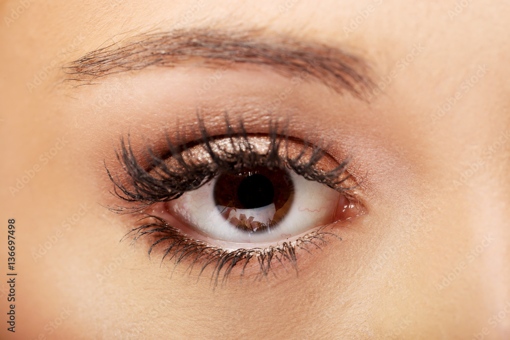Fototapeta premium Female eye with long eyelashes.
