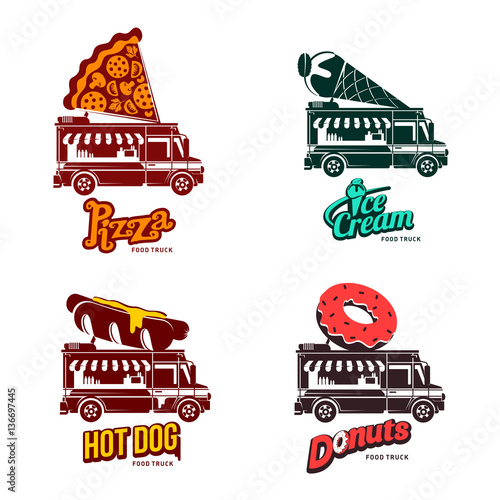 Food truck vector flat illustration