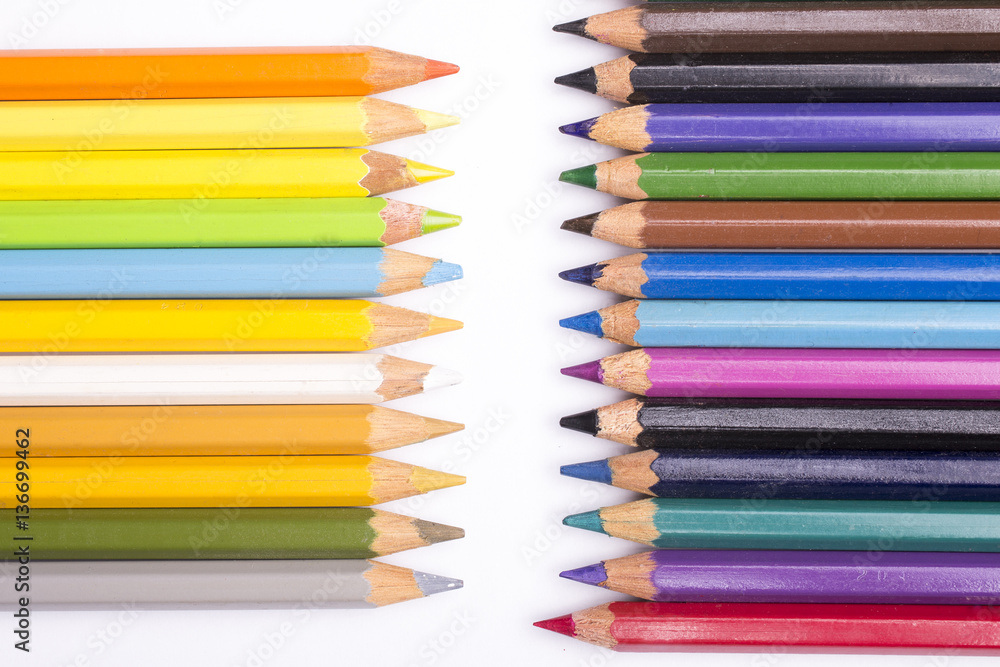 close up of various color pencils