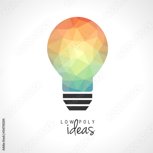 Creative low poly light bulb. Abstract and modern polygonal design.